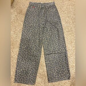 AIIRZ Cheetah Print Wide Baggy Jeans